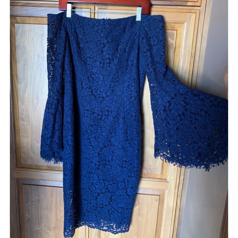 Bardot Lace Dress in Navy - WORN ONCE